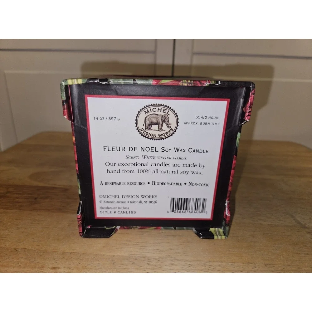Michel Design Works Soy Wax Candle‎ White Christmas Box 40 Hours Fleur-de-Noel